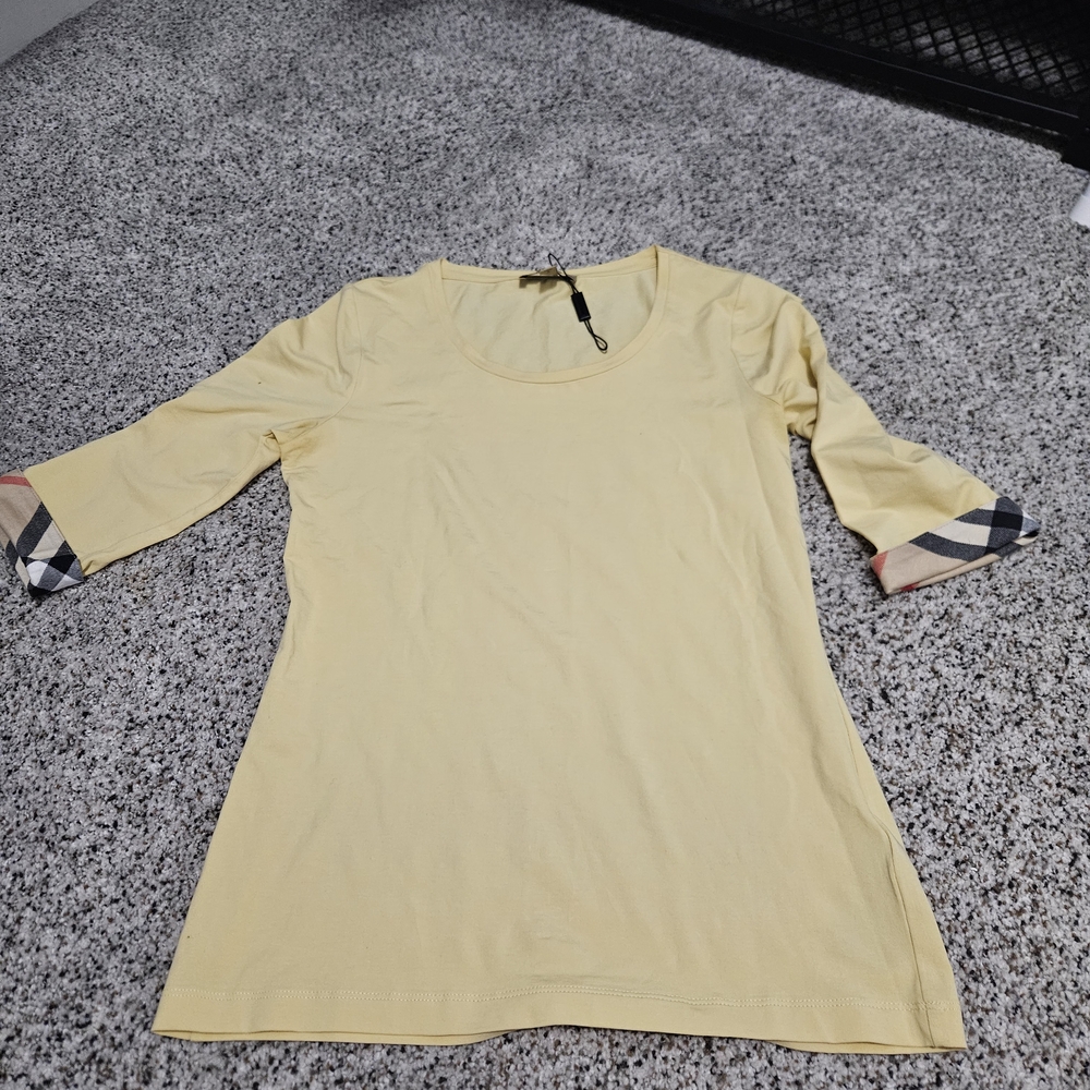 Burberry Yellow Blouse with Checkered Accents